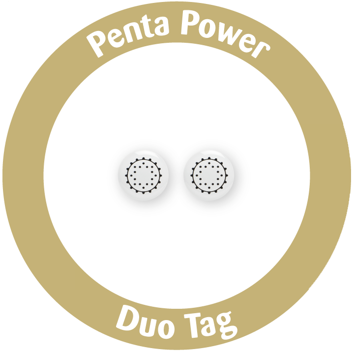 A set of Penta Power Duo Tag protects you from radiation from devices worn close to you such as smartphones